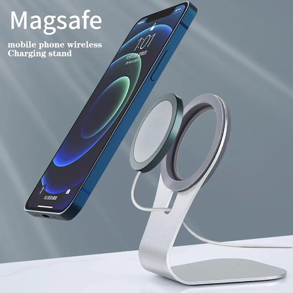 Aluminum Alloy Mobile Phone Desktop Stand Magsafe Cell Phone Magnetic Stand For IPhone 17 16 15 pro Series Fast Charging Stand - Free Item