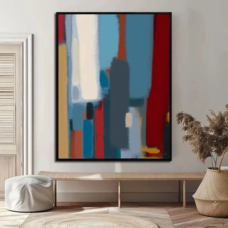 Original Large Beige Blue Abstract Handmade Canvas Painting Gray Minimalist Art White Wall Art Textured Painting Home Decorat
