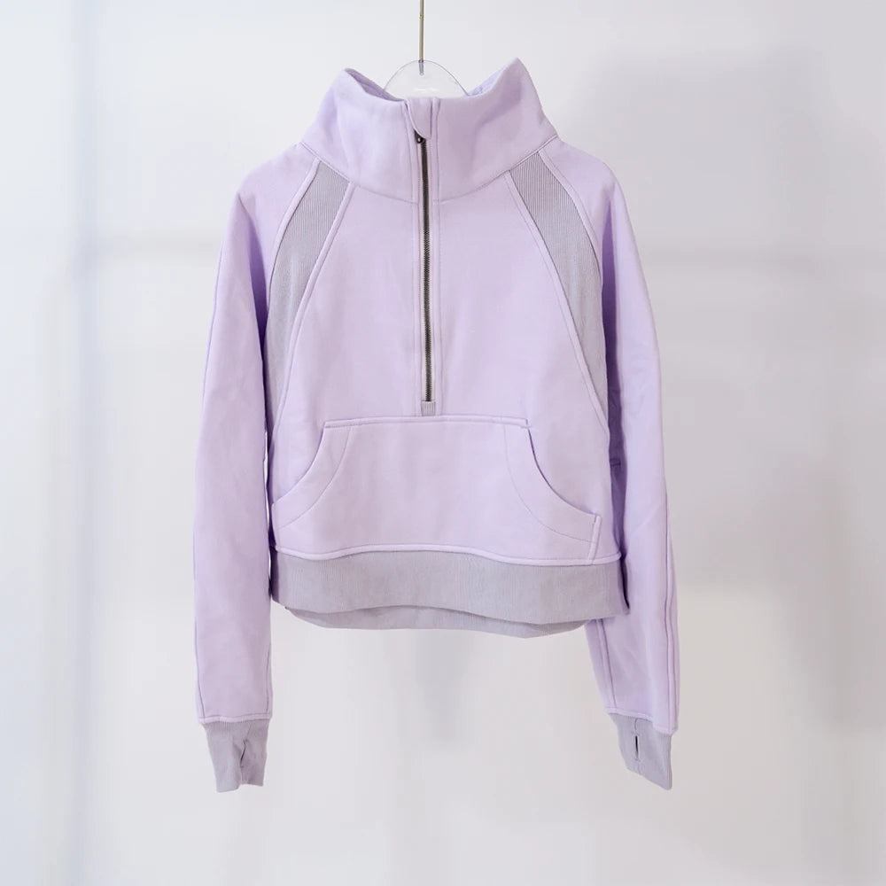 Women's large-size half-zip sweater, perfect for autumn and winter warmth, suitable for both sports and daily casual wear