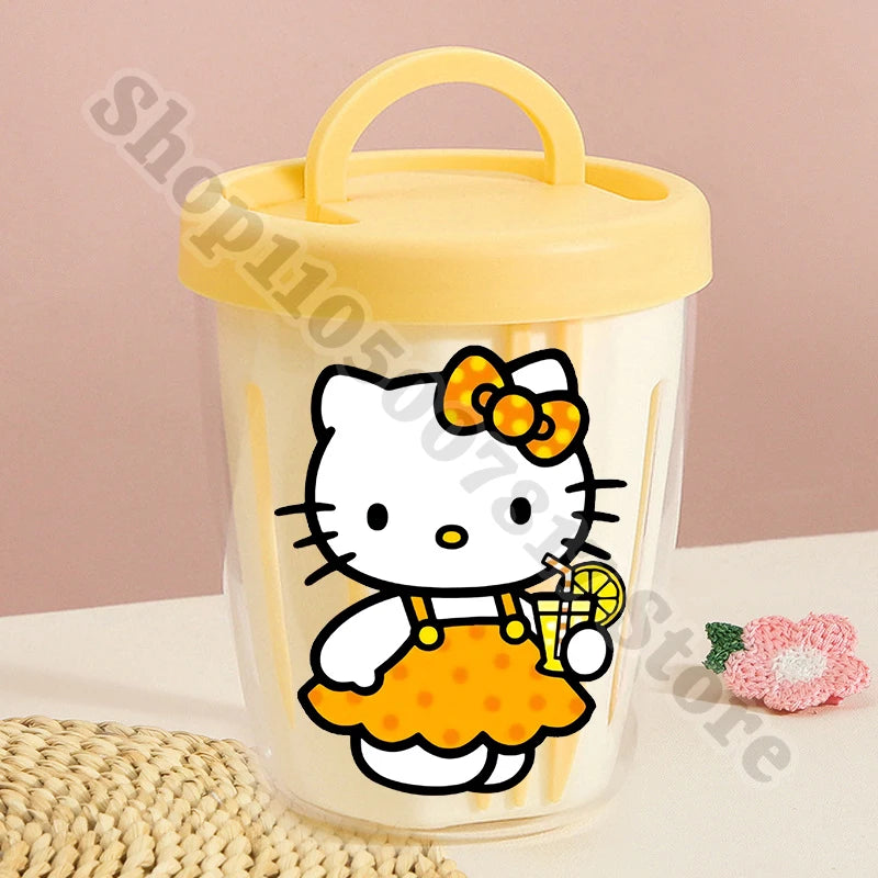 Girl Cartoon Portable Salad Cup Hello Kitty Anime Cute Food Fruit Containers with Spork Plastic Breakfast Oat Cups Birthday Gift