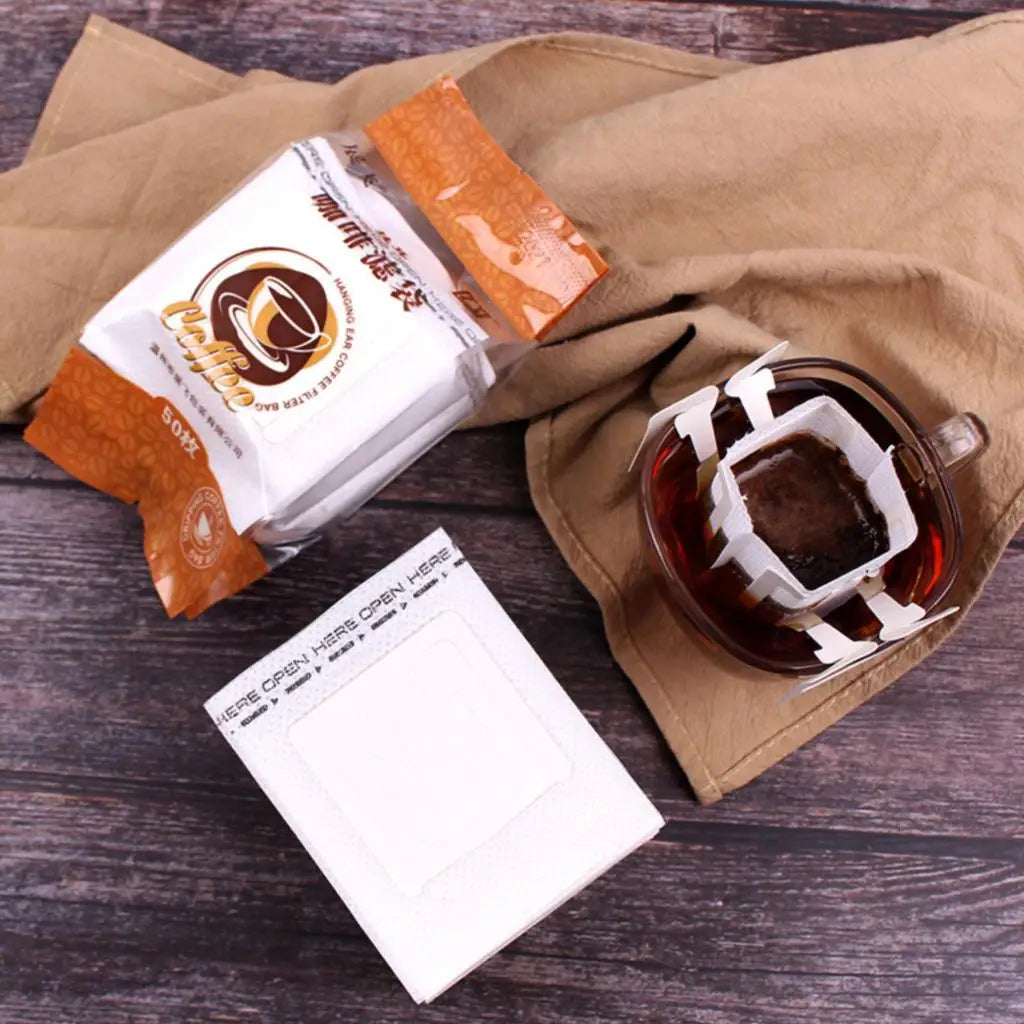 50/100 pcs Coffee Filter Bags Disposable Drip Coffee Paper Pack Portable Hanging Ear Espresso Coffee Accessories Tea Tool