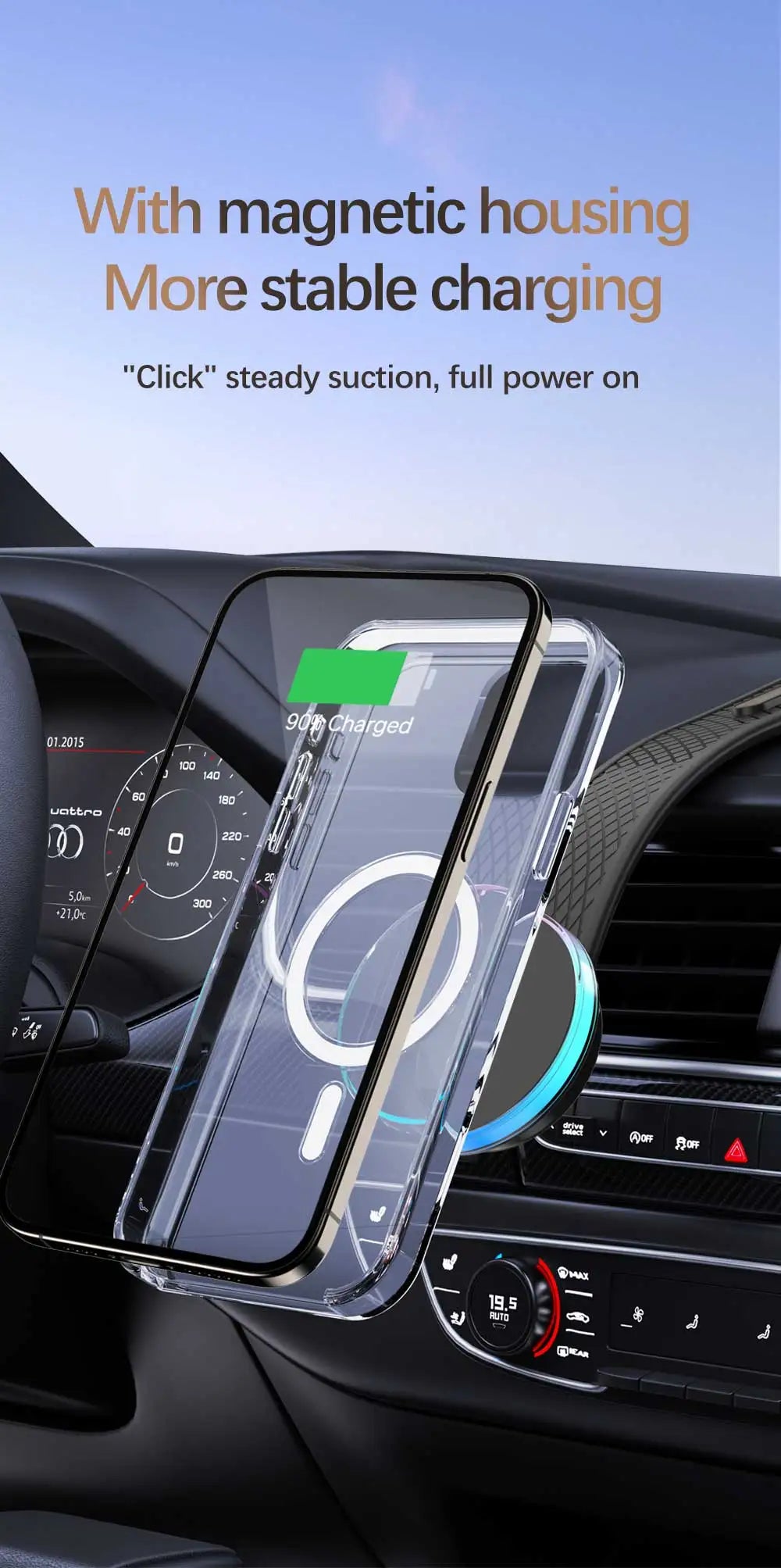 New Magnetic Charger Car Wireless Charger Fast Charging Car Phone Holder Essential Car Charger Strong Magnetic Attraction Safe
