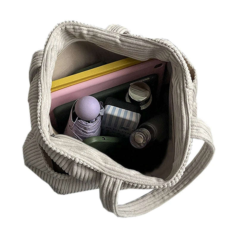 Trendy Multi-Functional Corduroy Bag Tote Crossbody Shoulder Handbag Multi-Color for Daily Casual Activities