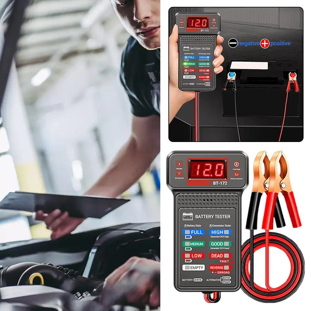BT-171 Battery Tester LED Digital Auto Battery Analyzer Charging Cranking System Tester 12V Car Battery Checker Voltage Detector