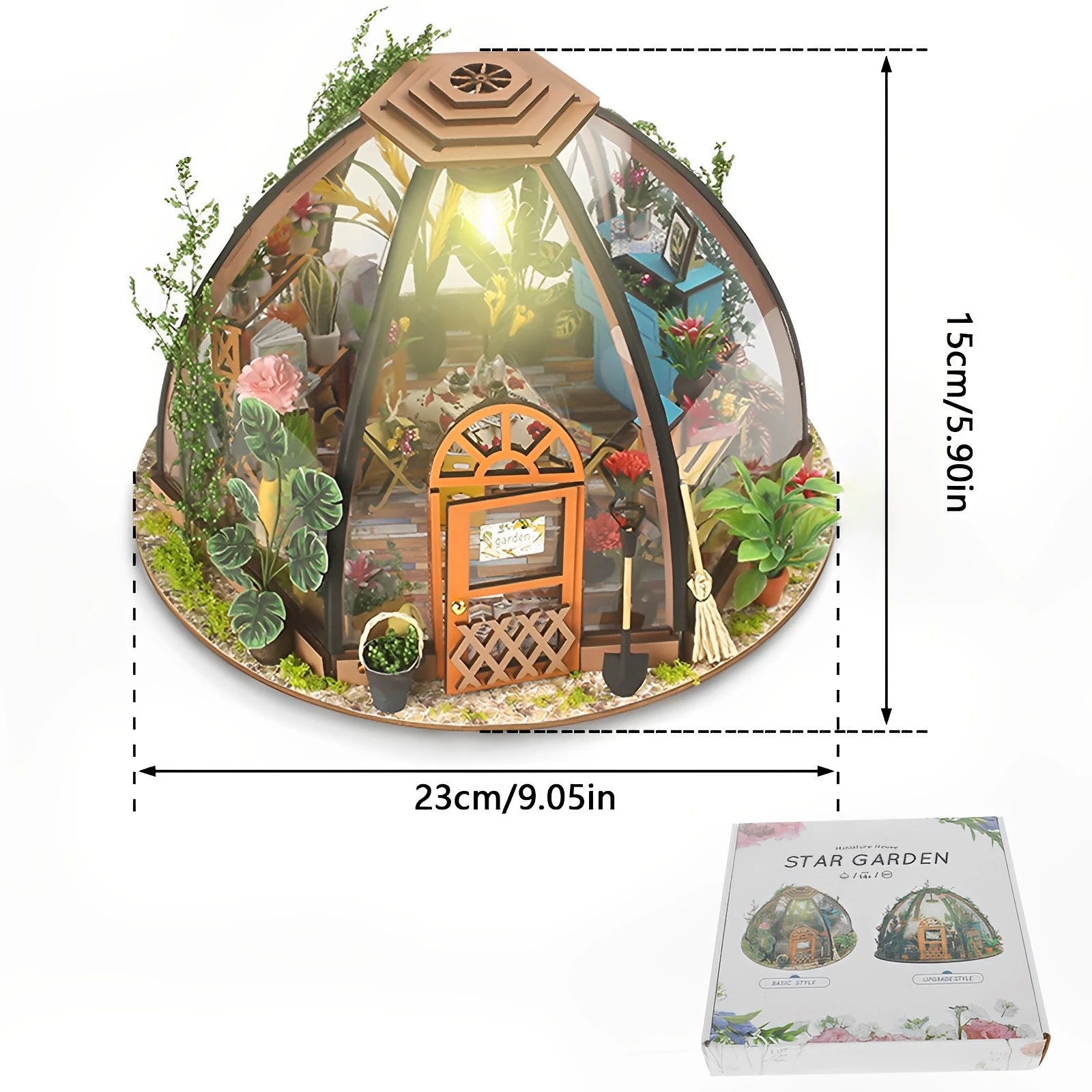 DIY Miniature Garden House Kit with Furniture and LED Light DIY Dollhouse Craft Set Gifts Wooden Greenhouse Model Building Kits