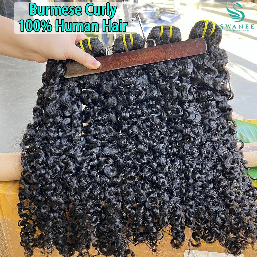 15A Burmese Curl Vietnam 100% Raw Virgin Human Hair Extensions #1B Natural Black for Human Hair Weave Bundles Curly Bundles