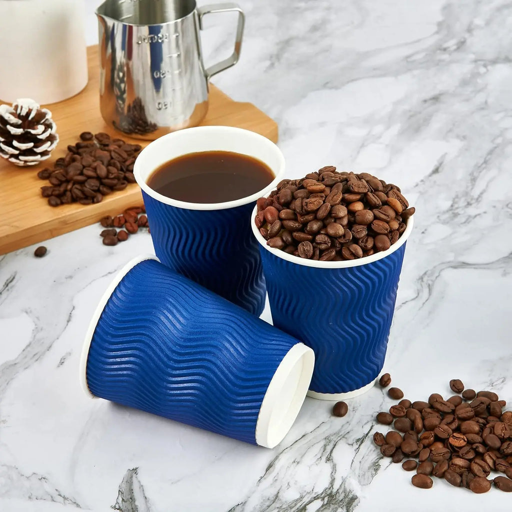 50 Pack 12 oz Disposable Coffee Cups with Lids To-Go Paper Coffee Cups for Hot Beverage Chocolate and Cocoa Coffee Bar Shop