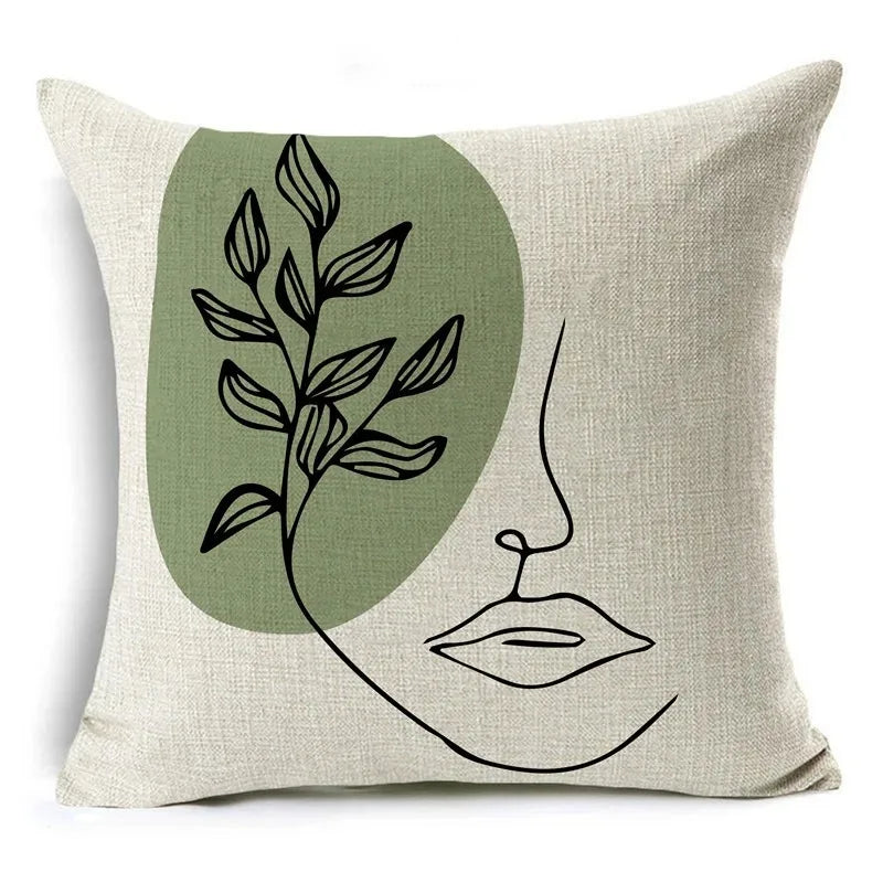 Green Pattern Decorative Cushion Cover Floral Pillow Cover for Car Sofa Decorative Pillow Cover Home Pillow -