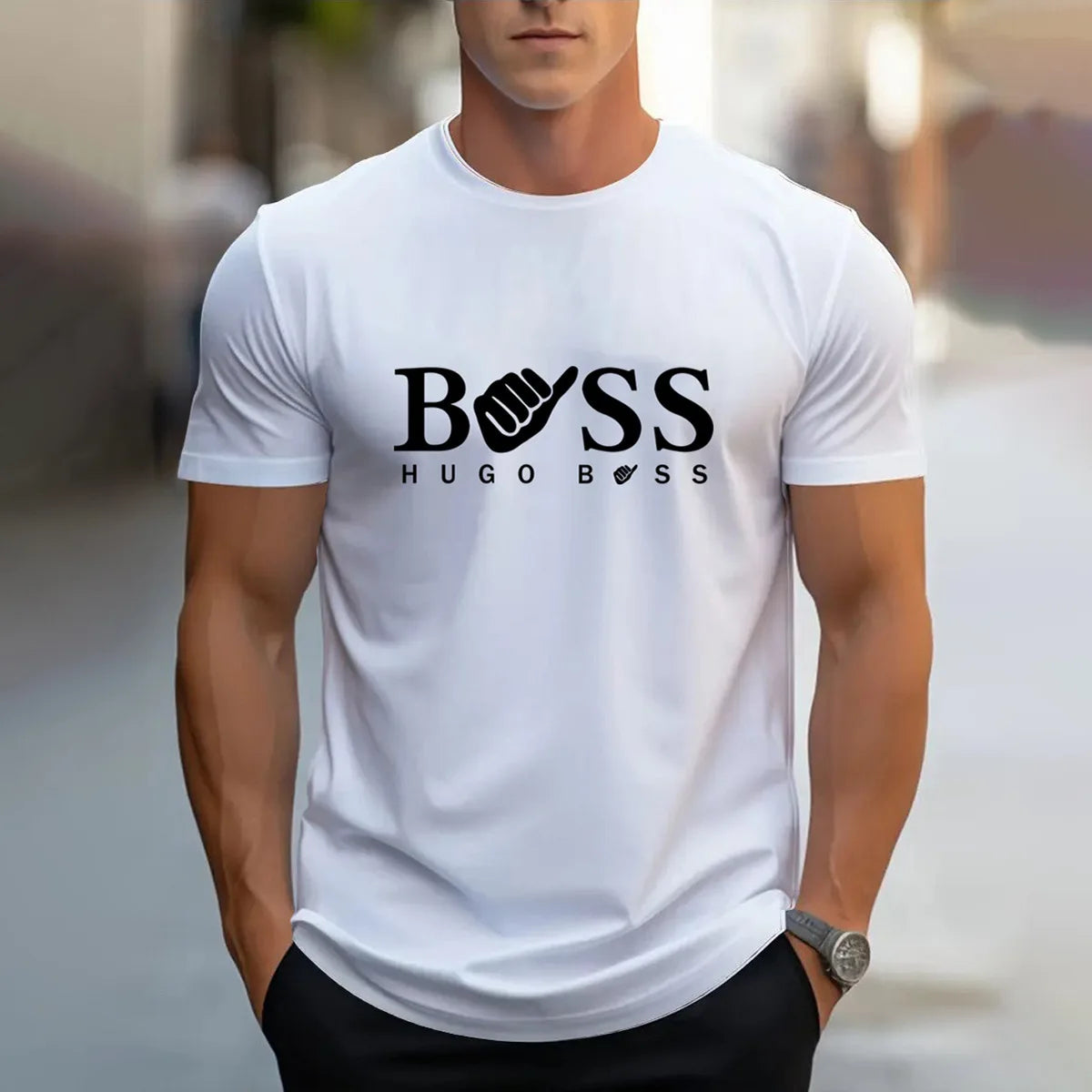 men's summer clothing casual gradient color short sleeved digital letter printed casual versatile round neck T-shirt top for men
