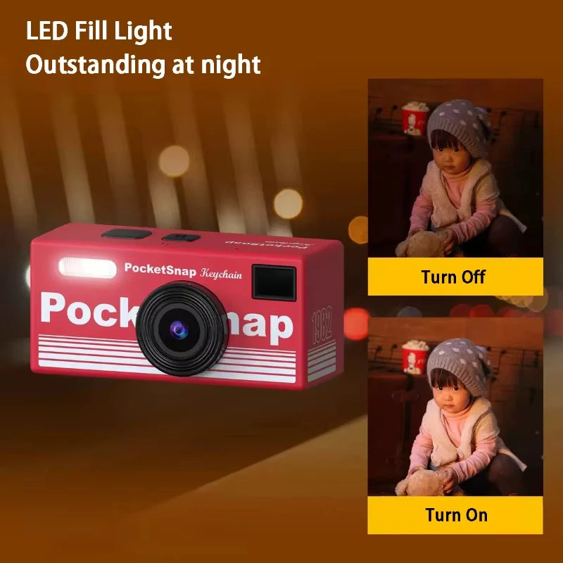 Retro Mini Keychain Camera 1080P HD Recorder Thumb Camera Built-in Flash 70.2° Wide Angle Lens CCD Camera with TFT LCD Screen