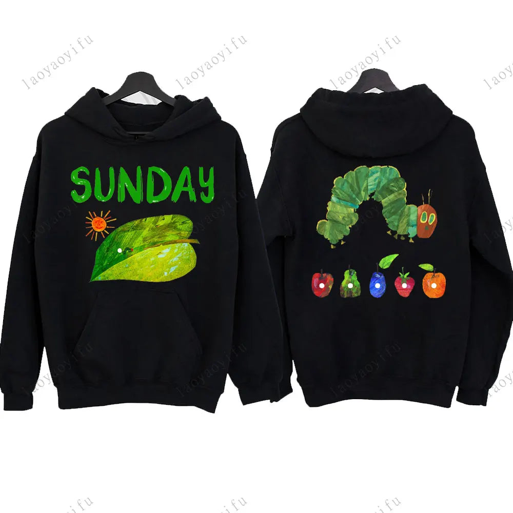 Hungry Caterpillar Printed Hooded The Very Hungry Caterpillar Hoodies Aesthetic Clothes Autumn and Winter Keep Warm Sweatshirt