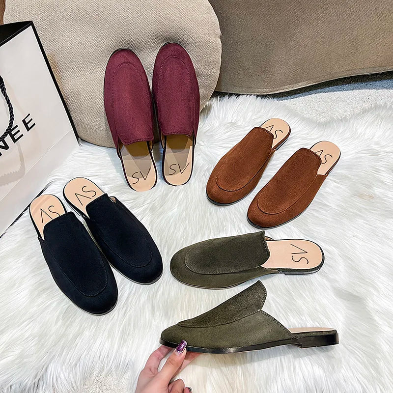 Baotou Half Slippers Women Summer Wear Muller Shoes 2025 New Flat Sandals
