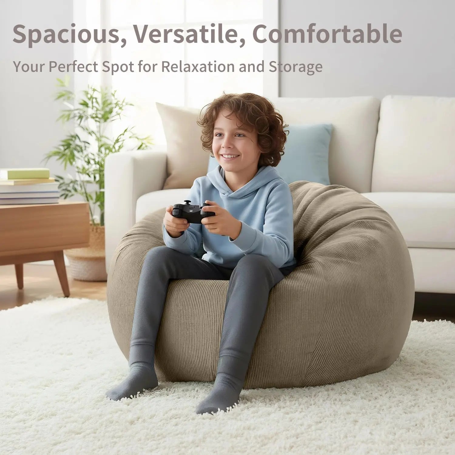 OTAUTAU Corduroy Bean Bag Cover Doll Storage Pouf Corner Beanbag DD005【No Filler Inside! Need To Fill It By Yourself !】
