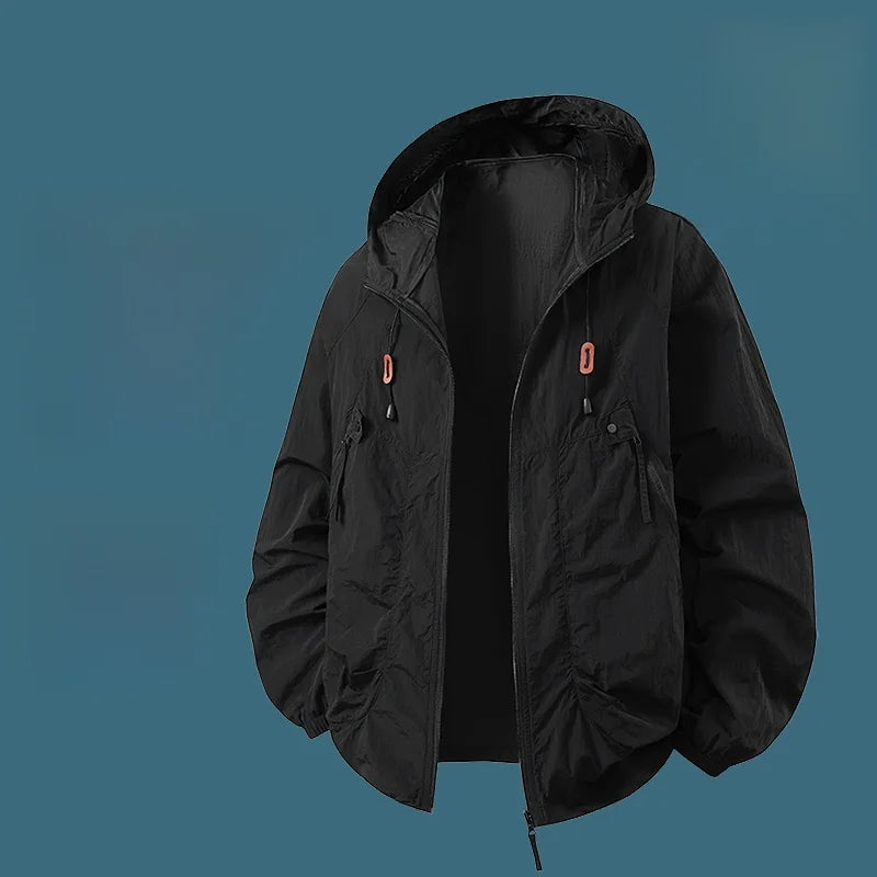 UV Protection Ice Silk Lightweight Outdoor Jacket for Men Breathable Skin Shirt Couple's Summer Fashion Urban Style Hat