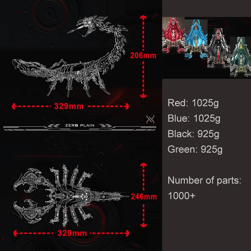 Punk DIY mechanical metal assembly 3D lighted insect scorpion stainless steel puzzle model kit for adults and boy toy gifts