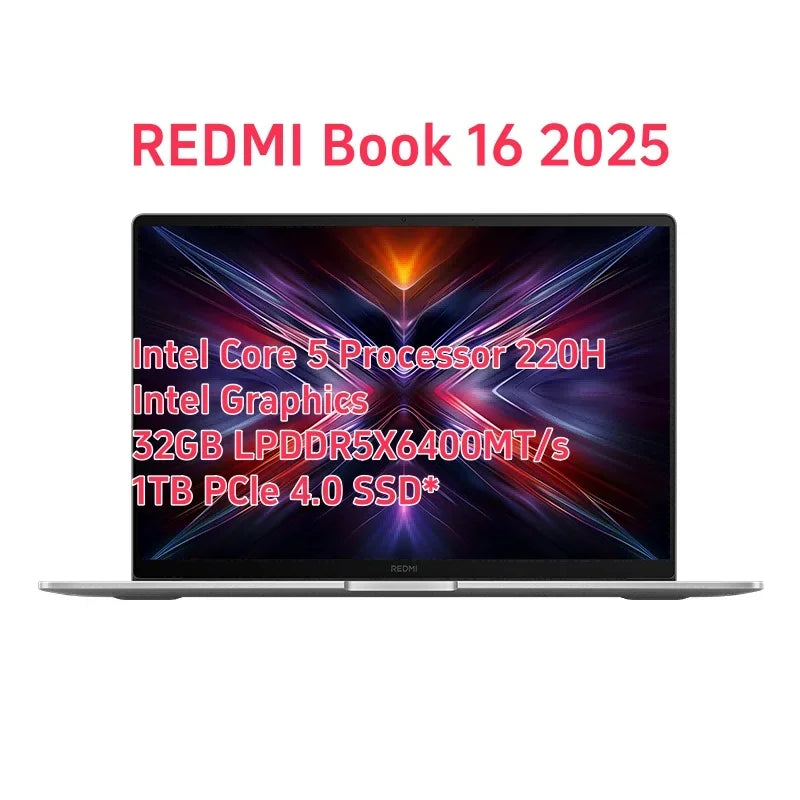 Xiaomi Redmi Book 16 2025 Laptop Intel Core 5 220H/210H Processor 16" Notebook 16G/32G DDR5+ 512G/1T SSD Study Office Ultrabook