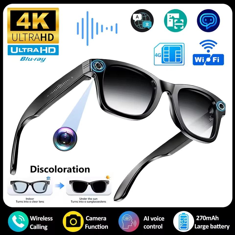 AI Smart Glasses 800W Pixel Camera Photo Video Sunglasses AI ChatGPT Translation Recording Office Meeting Bluetooth Call Glasses