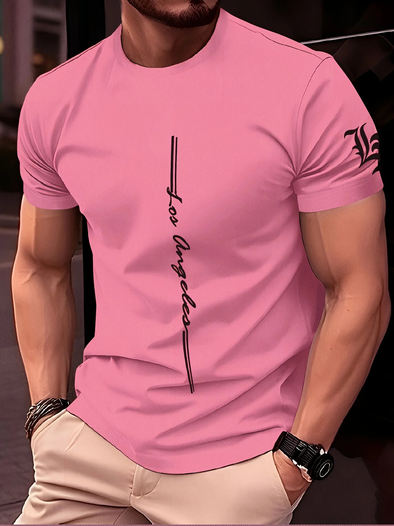 2025 Classic Men's T-shirt Clothing Simple Casual Men's Short Sleeve T-shirts Solid Color Letter Print O-neck T Shirt for Men