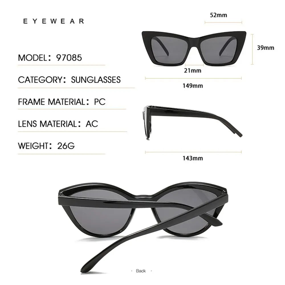 Trendy Cat Eye Sunglasses for Women/Men Retro Square Sun Glasses UV400 Protection Eyewear Summer Shades Fashion Accessories