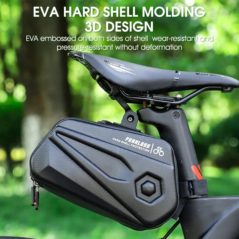 WEST BIKING Bicycle Tail Bag 2.6L Capacity Reflective Cycling Saddle Bag Waterproof Hard Shell Pouch MTB Road Bike Accessories