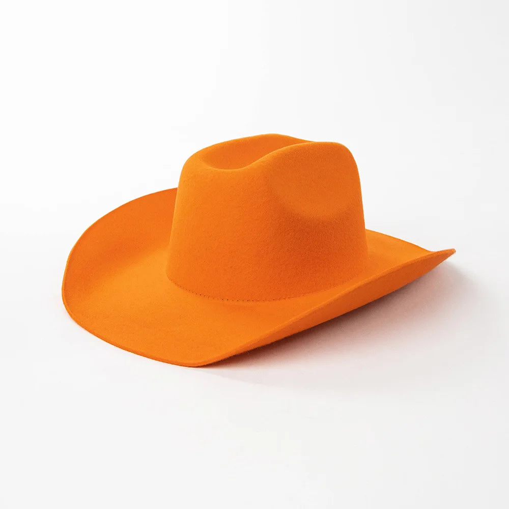 USPOP 100% Wool Cowboy Hat Unisex Wide Brim Felt Hat Solid Color Classic Fedora Style Multiple Sizes S–XL Autumn Winter