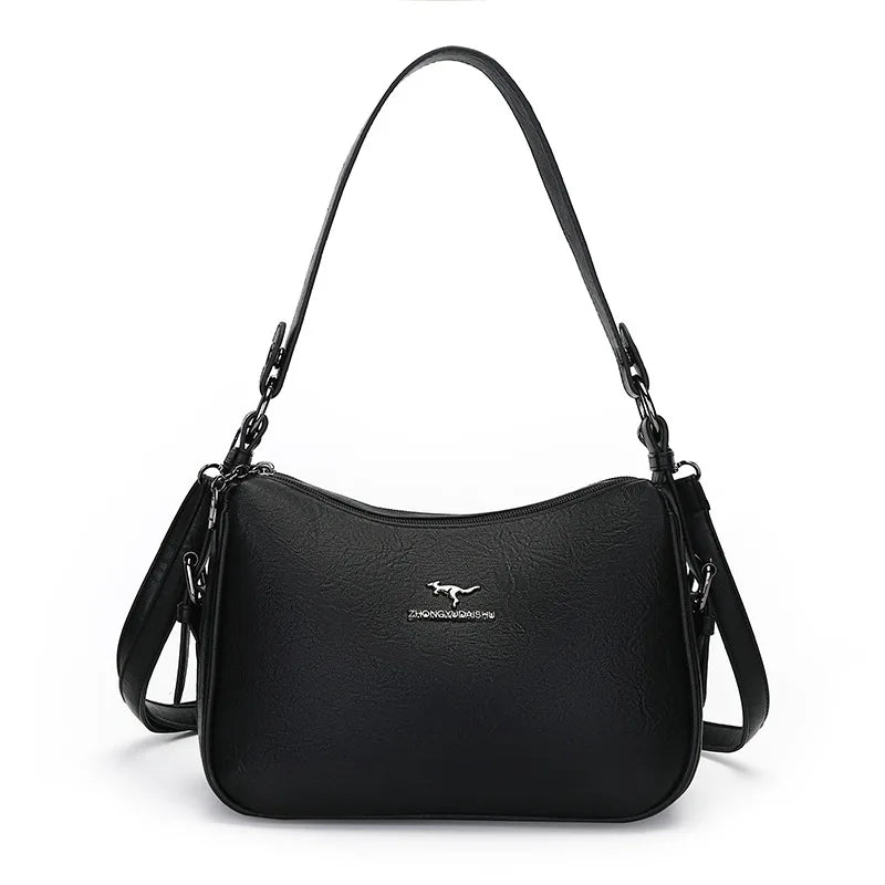 Large Capacity Fashionable Ladies Crossbody Bag Urban Minimalist Style PU Material Shoulder Bag Mom Bag Handbag for Middle-Ag...