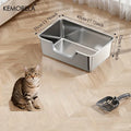 Extra Large Stainless Steel Litter Box, Non-Stick Odor-Free Metal Pan (Easy Clean, Hygienic Tray for Multiple Cats, Small Pets）