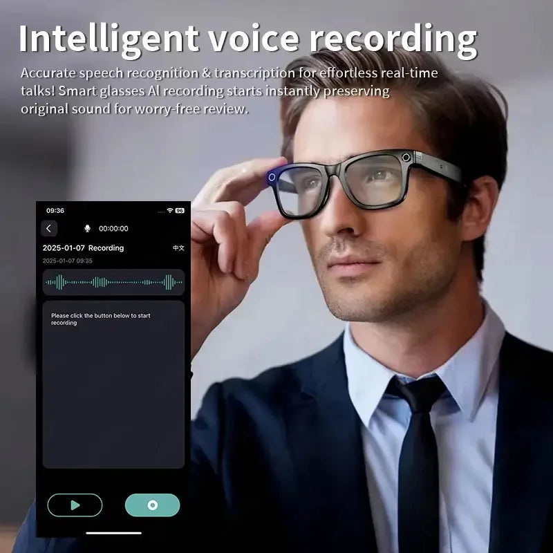 2025 AI Smart Glasses HD 800w Pixel Camera Shooting and Recording Touch Sport Sunglasses Bluetooth Call AI Transmission Glasses