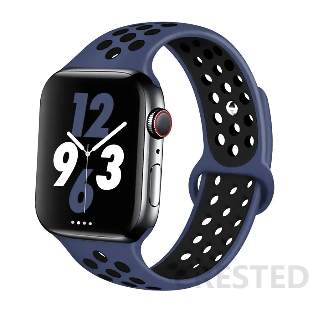 Silicone Strap For Apple Watch Band 45mm 44mm 40mm 49mm 41mm 38mm 42mm Sport bracelet iWatch Ultra 2 Series 9 8 7 6 se for nike