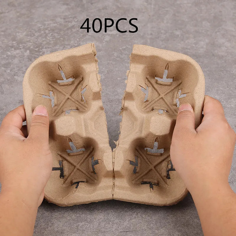 80 or 40PCS for one Pack  Coffee Cup Holder Made of Pulp Paper for Takeaway Drinks Package for Coffee Shop Wholesale Drops Ship