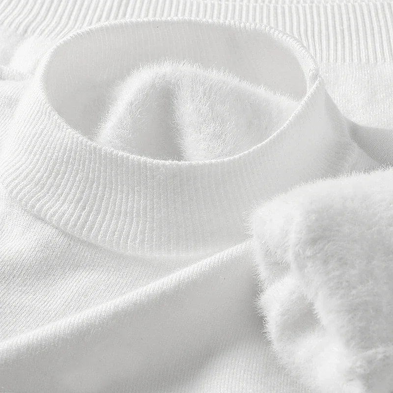 Half Turtleneck Knitwear Sweater New Autumn/Winter Mock Neck Sweatshirts Solid Color Pullovers Man Brand Casual Mens Clothing