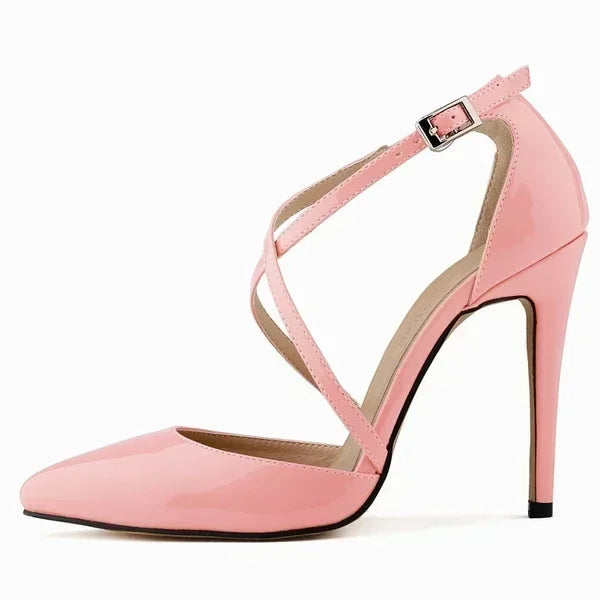 Women Pumps 2026 Summer Slippers Outdoor Casual Sexy Pointed Toes Hollow Stilettos Cross Strap High Heels Female Wedding Shoes