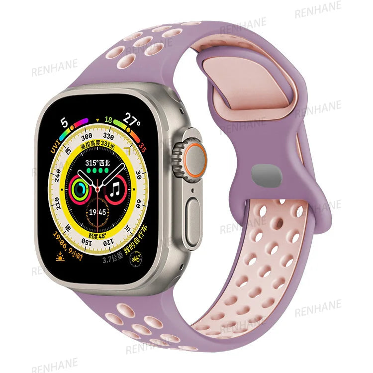 Strap For Apple Watch Ultra 7 8 9 41mm 45mm 40 44 42mm for nike sport Band iWatch serie SE 6 49mm Silicone Breathable bracelet