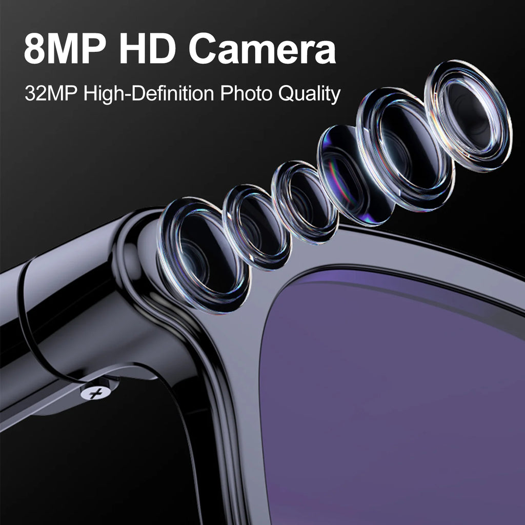 Smart AI Glasses 800W HD Camera Photo Video Record Voice Assistant Translation Waterproof Chat GPT Music Bluetooth Smart Glasses