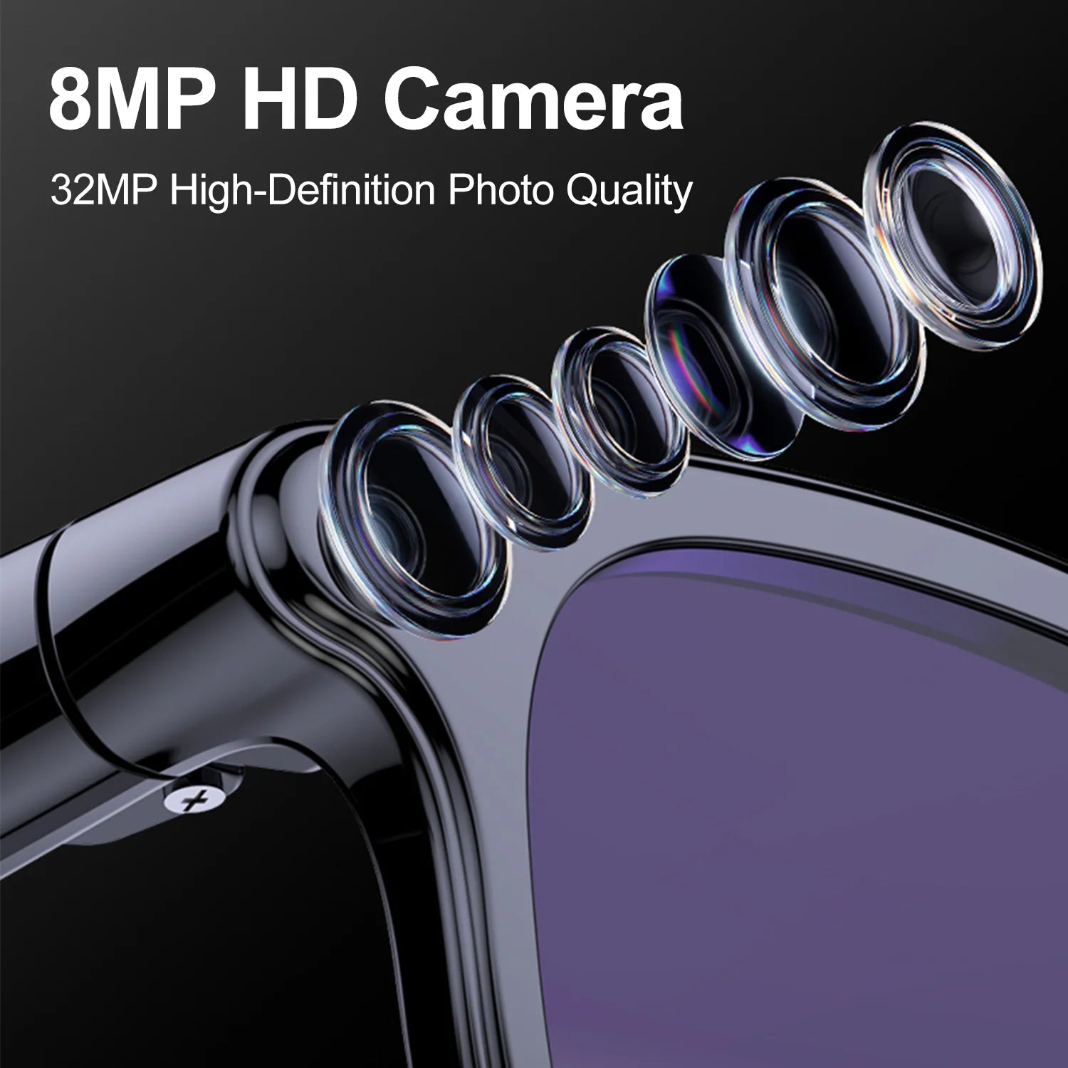 Smart AI Glasses 800W HD Camera Photo Video Record Voice Assistant Translation Waterproof Chat GPT Music Bluetooth Smart Glasses