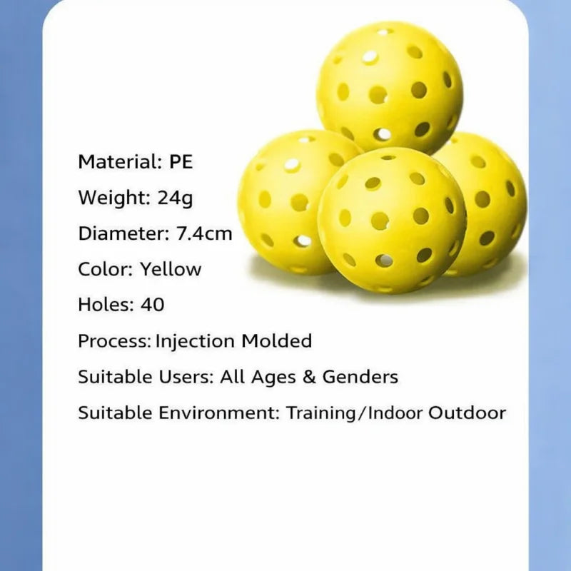 Kryndavox 4 Pack Sport 40 Hole Indoor Pickleball Balls,USAPA Approved Pickle Ball for Tournament Playand Every Skill Level