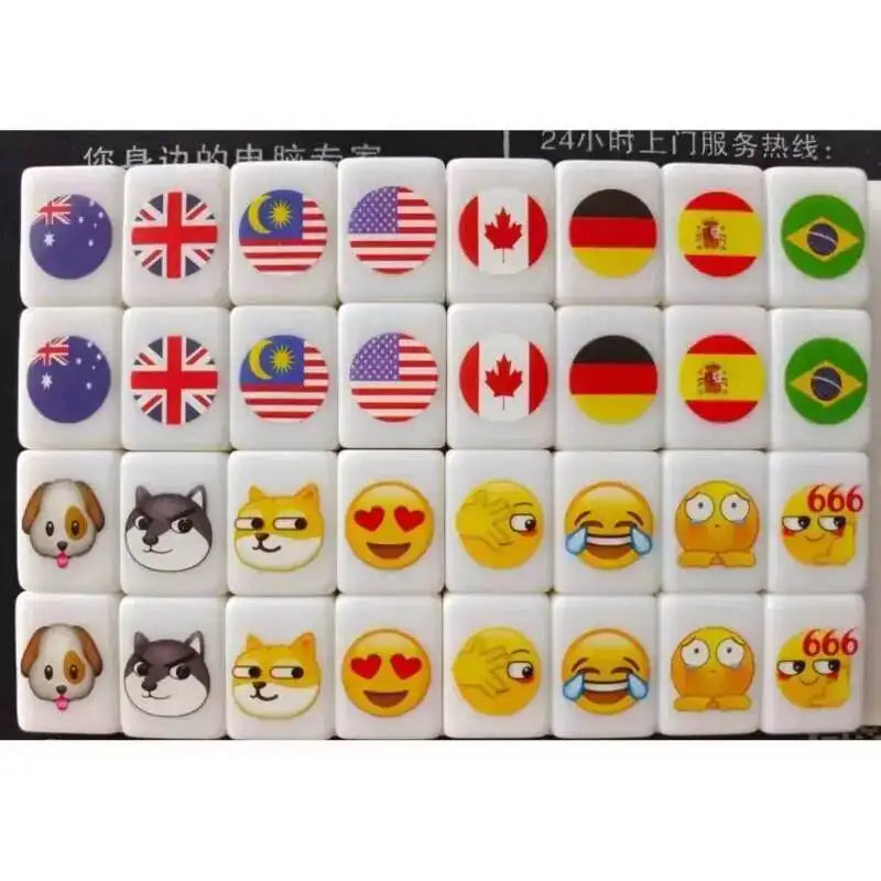 Hot Tiktok 64 Blocks Seaside Escape Mahjong With Flag Pattern Two Players Party Game Funny Parent Child Toy For Kids Gift