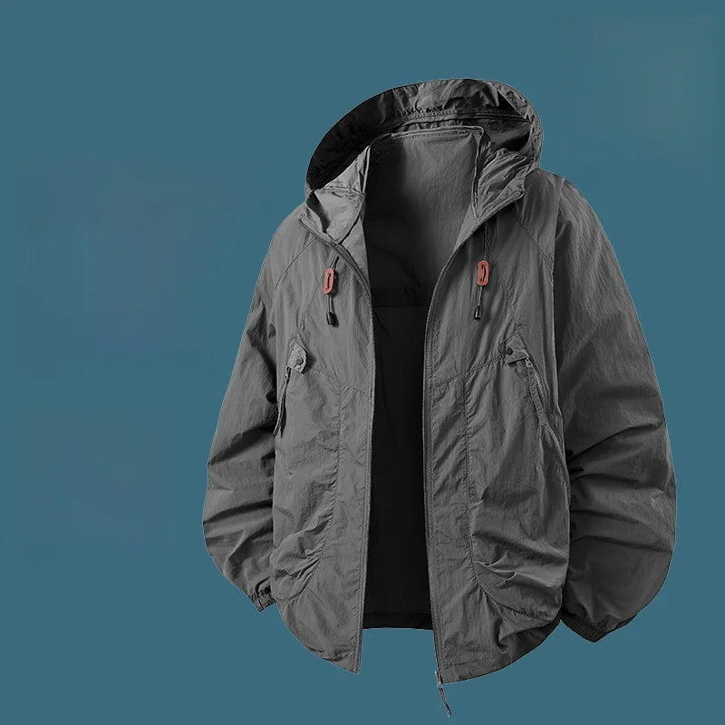 UV Protection Ice Silk Lightweight Outdoor Jacket for Men Breathable Skin Shirt Couple's Summer Fashion Urban Style Hat