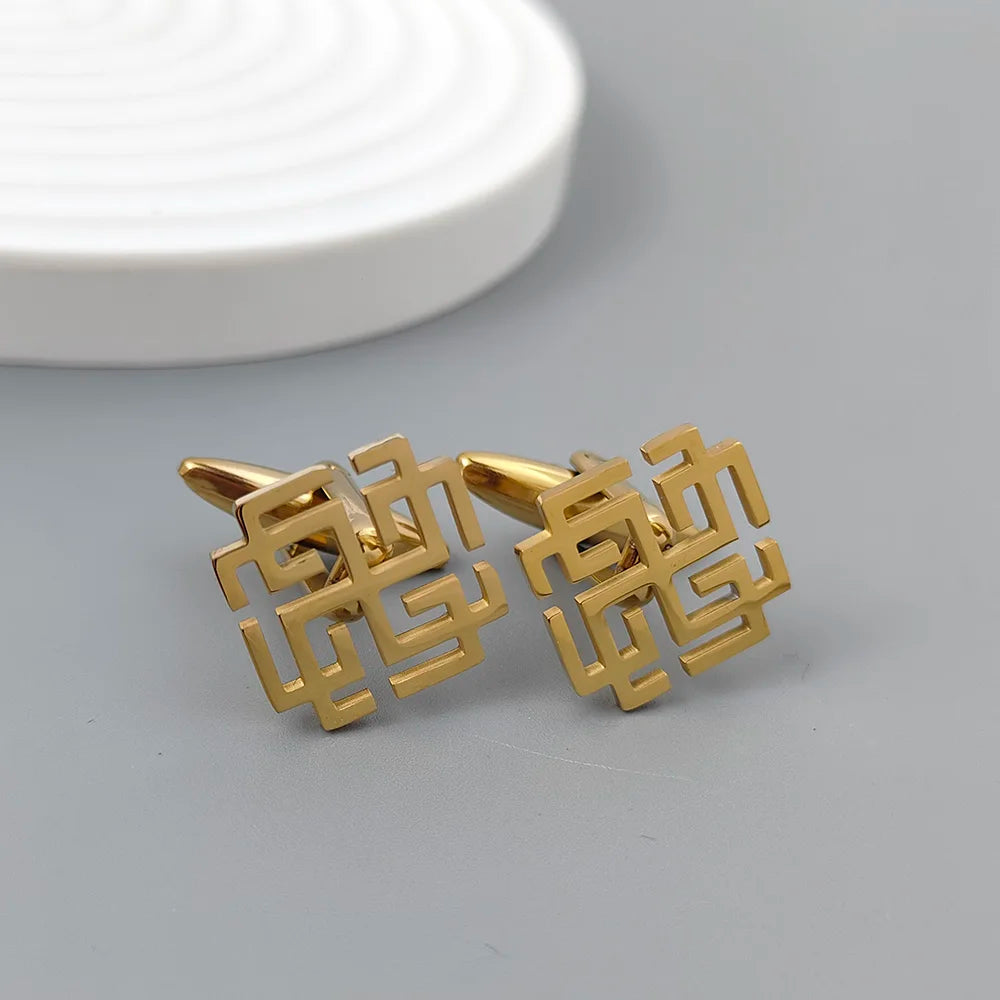 Fashion hollow Chinese knot men's cuff links, sweater shirt cuff accessories, wedding party jewelry