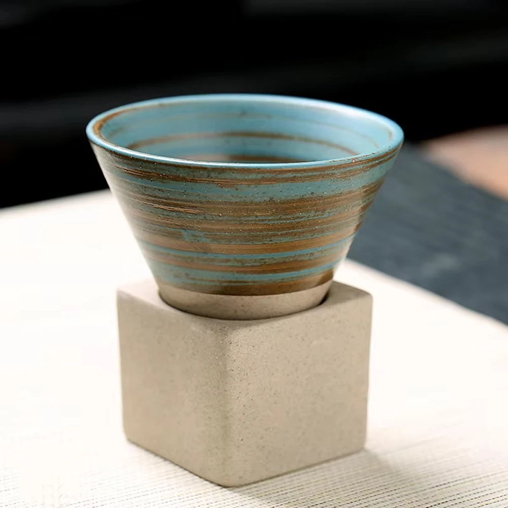 1Pack Ceramic Coffee Cup with Base 100mlCreative Triangular Cone Porcelain Cup Funnel Coffee Tea Cup Set Personalized Coffee Cup