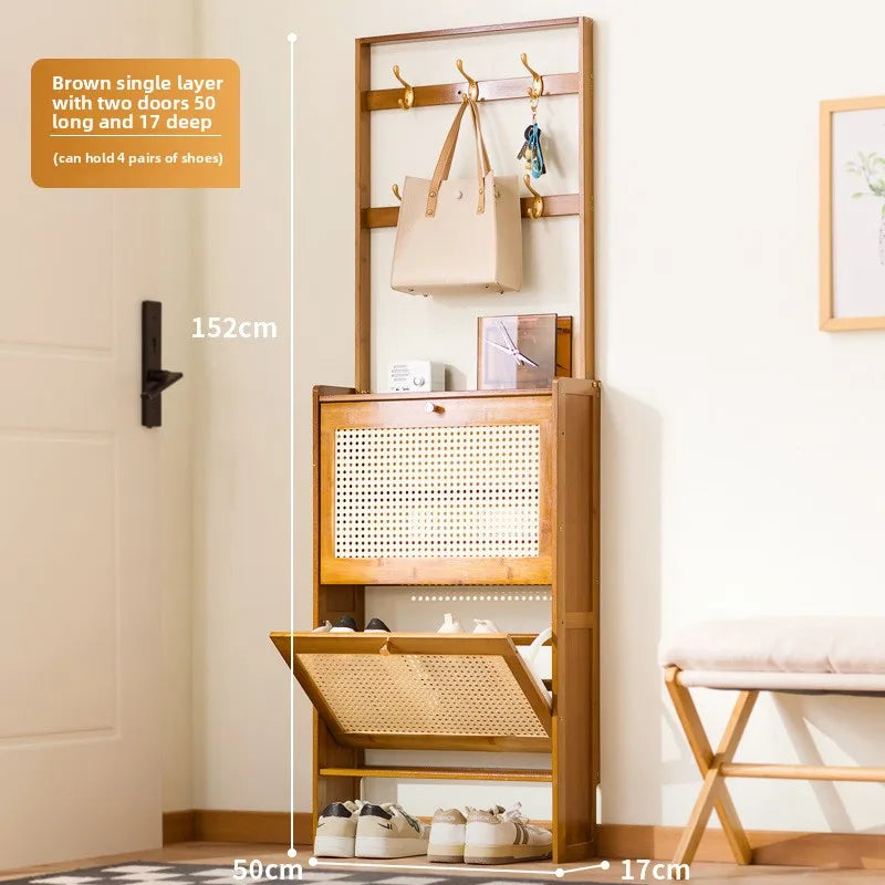 Shoe cabinet entrance household large-capacity home shoe rack storage artifact space-saving indoor rental house solid wood