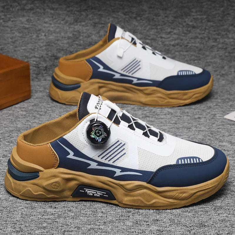 Casual Sneakers - Equipped with a Rotating Button – Comfortable, Non-Slip, and Durable Soles – Stylish Two-Tone Design, Suitable for Casual Wear, Sports, and Outdoor Activities