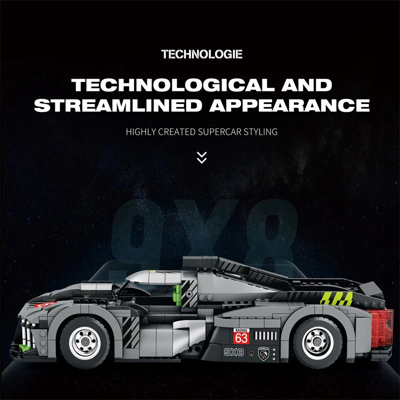Reobrix 9X8 Supercar Building Blocks Set, Collectible Sport Car Model Toy Gift Idea for Teens, Kids, Boys 14+, 1338 PCS