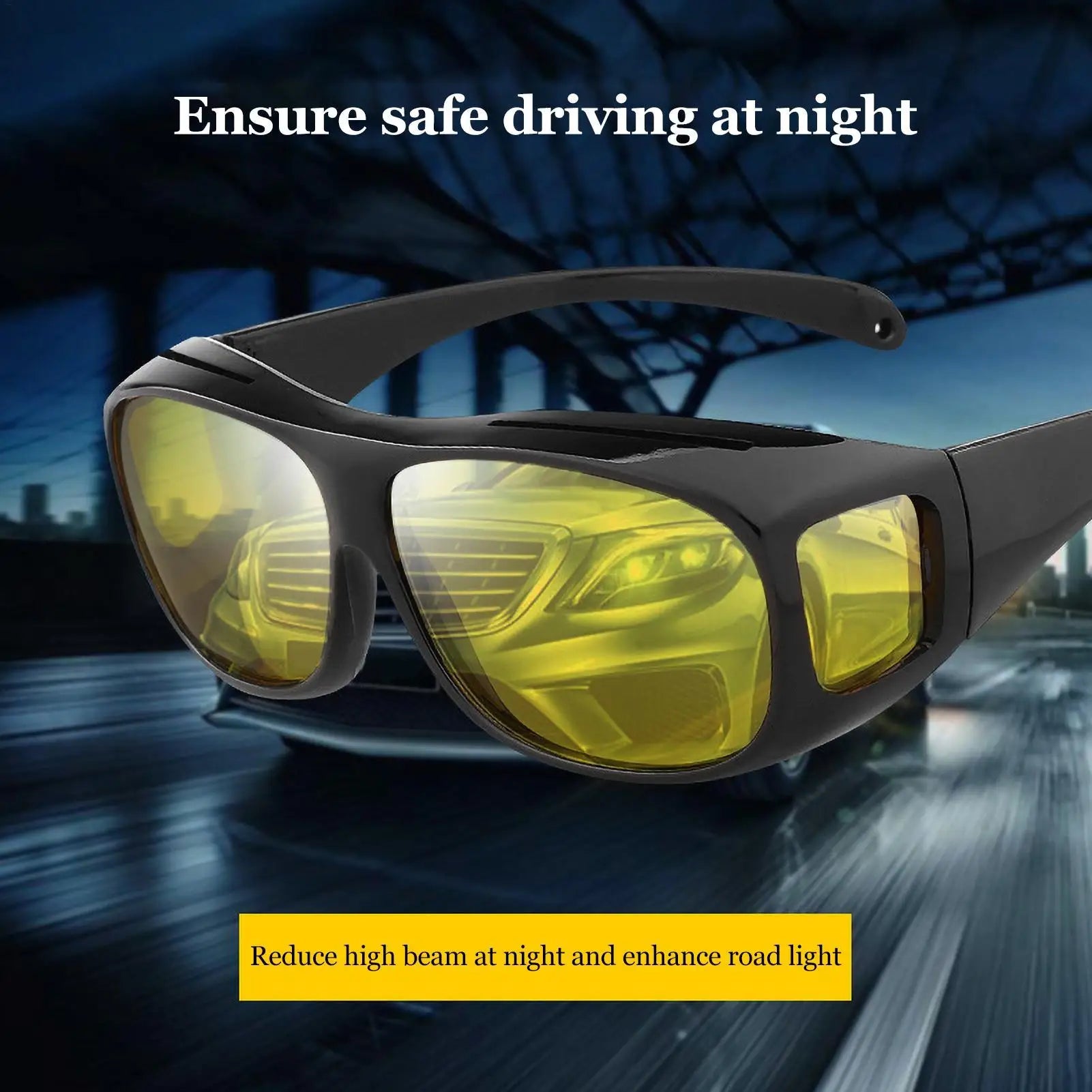 Motorcycle Driving Goggles Car Night Vision Sunglasses Unisex Driver Night Day Driving Wrap Around Anti Glare Sun Glasses