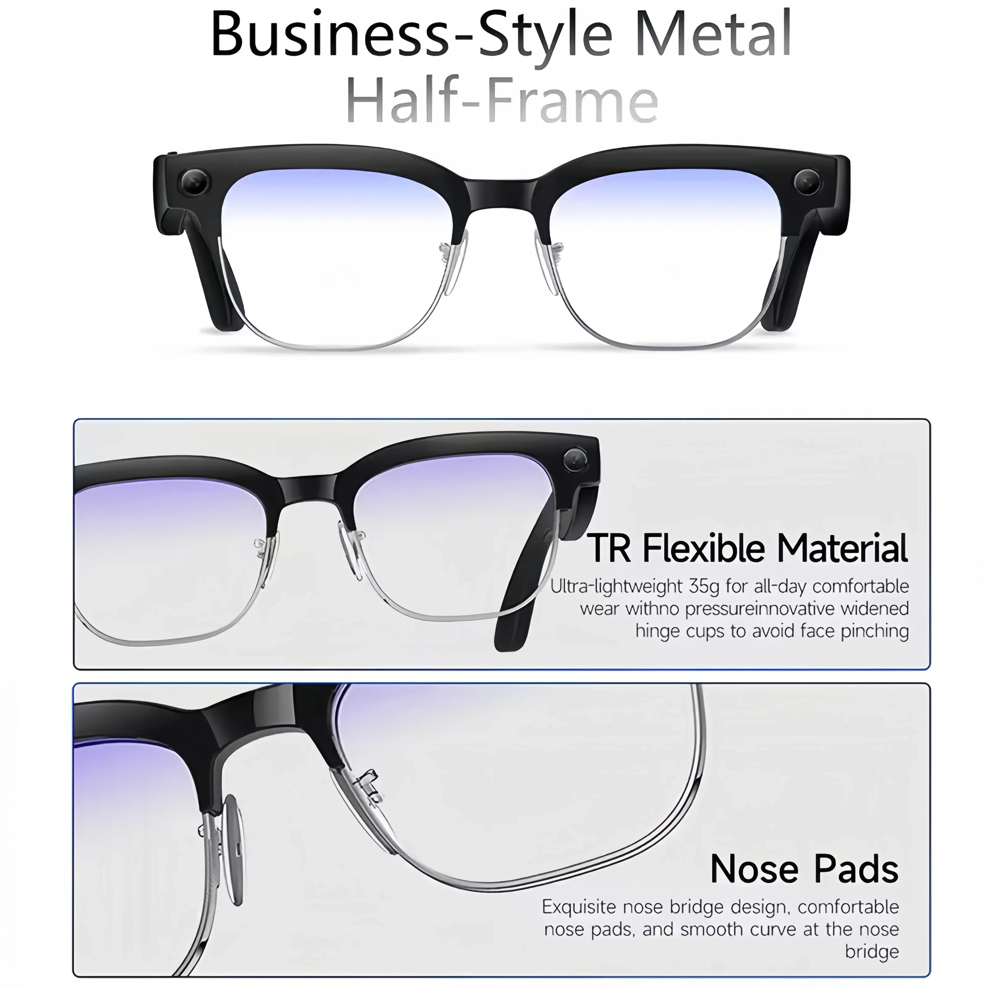 2026 New AI Smart Glasses 800W Ultra-Wide HD 4K Camera Video Recording 4GB AI Photo Recognition Bluetooth Call Translation Voice