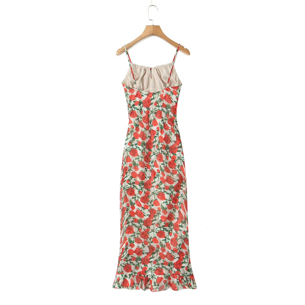 Midi dresses for women 2025 Summer bodycon dresses sexy vintage clothes dress elegant black dress front tie vintage floral dress