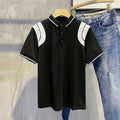 Clothes Black With Collar Male Tee Shirts Striped Polo Men's T-shirt New In Streetwear Ordinary Top Quick-drying Trend Popular