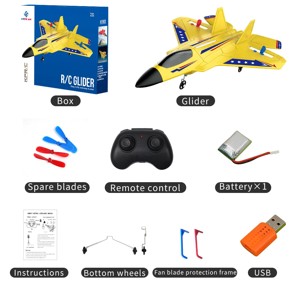 2.4G RC Plane KF803 With LED Lights RC Flying Model Glider Remote Control Vertical Plane EPP Foam Airplane Children Gifts Toy
