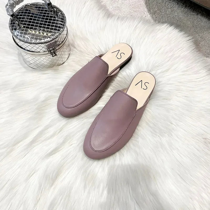Baotou Half Slippers Women Summer Wear Muller Shoes 2025 New Flat Sandals