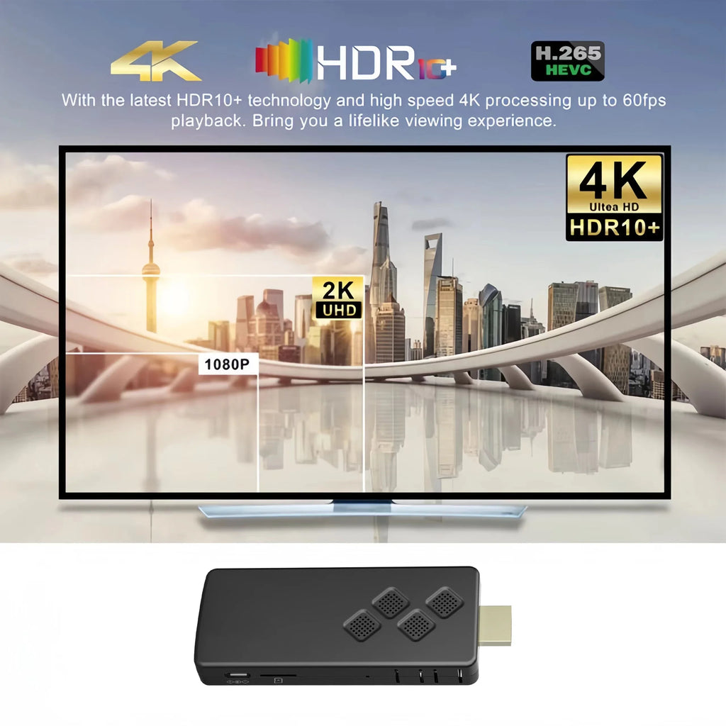 New Smart TV Stick Q2 High-performance Android 14.0 4K Ultra HD Dual Wifi 6 Bluetooth 5.0 Multi Language Streaming Media Player